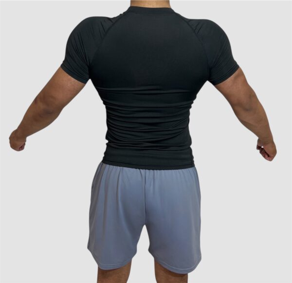 Men’s Compression T-Shirt – Black with White Logo - Image 2
