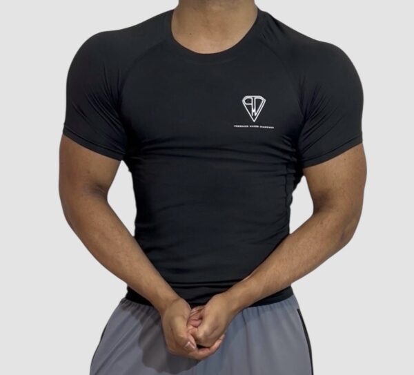 Men’s Compression T-Shirt – Black with White Logo