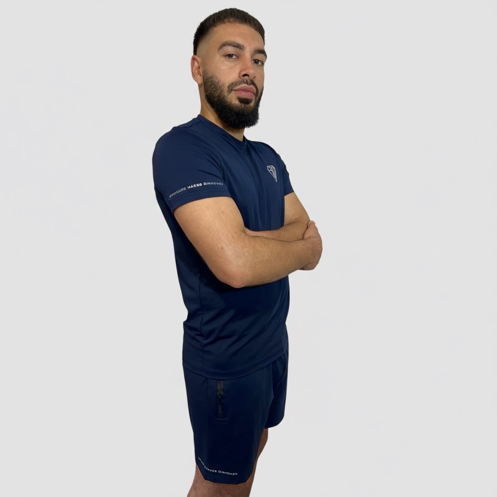 Navy/Silver T Shirt & Short Set - Image 3